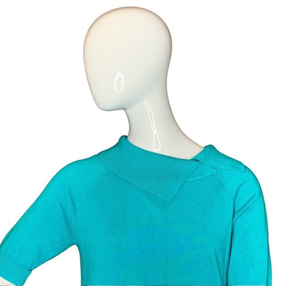 KIM by Kim Rogers Blouse Size M Turquoise  Short Sleeve Pullover - Picture 2 of 7